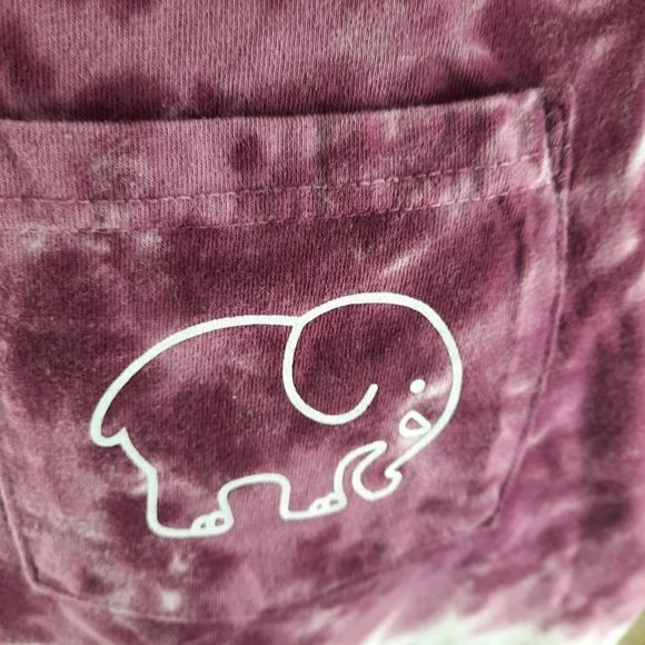 Ivory Ella tie dye cotton Save the Elephants purple white size L short sleeve - Picture 8 of 11